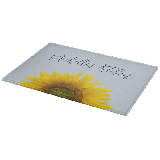 Rustige zonnebloem voor Monogram Snijplank (Hoek)