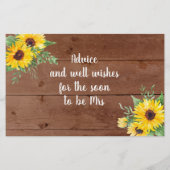 Rustige Zonnebloem Vrijgezellenfeest Advice Kaarte (Achterkant)