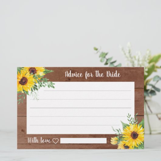 Rustige Zonnebloem Vrijgezellenfeest Advice Kaarte (Staand voorkant)
