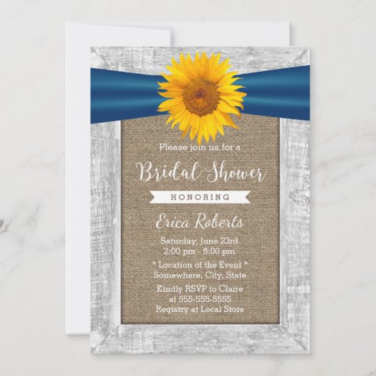 Rustige zonnebloem Vrijgezellenfeest met houten br Kaart (Voorkant)