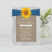 Rustige zonnebloem Vrijgezellenfeest met houten br Kaart (Staand voorkant)