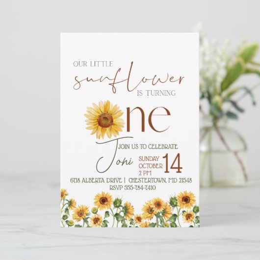 Rustige Zonnebloem waterverf Aannodiging Kaart (Staand voorkant)