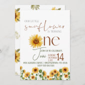 Rustige Zonnebloem waterverf Aannodiging Kaart (Voorkant / Achterkant)