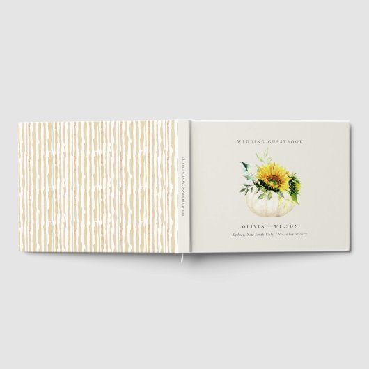 Rustige zonnebloem Waterverf bruiloft Gastenboek (Volledig)