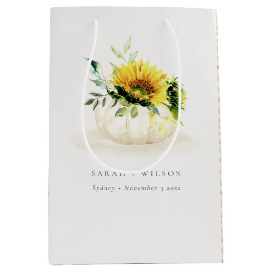 Rustige zonnebloem Waterverf bruiloft Medium Cadeauzakje (Voorkant)