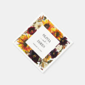 Rustige Zonnebloem Waterverf Burgundy Floral Herfs Servet (Hoek)