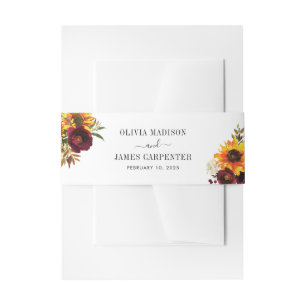 Rustige zonnebloem Waterverf Burgundy Red Floral Uitnodigingen Wikkel