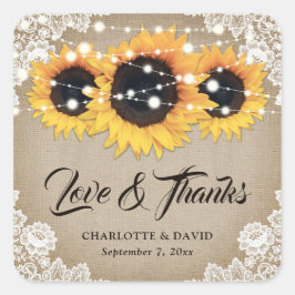 Rustige  Zonnebloem Weddenschap Hartelijk dank Vierkante Sticker