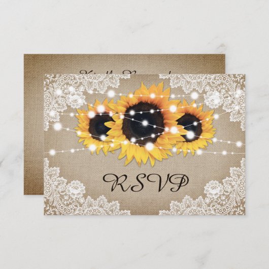 Rustige Zonnebloem Weddenschap RSVP Kaart Mal (Voorkant / Achterkant)