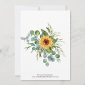 Rustige zonnebloem Weddenschap Uitnodiging tot voo (Achterkant)