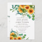 Rustige zonnebloem Weddenschap Uitnodiging tot voo (Voorkant / Achterkant)