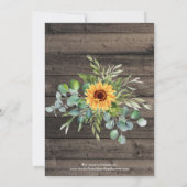 Rustige zonnebloem Weddenschap Uitnodiging tot voo (Achterkant)