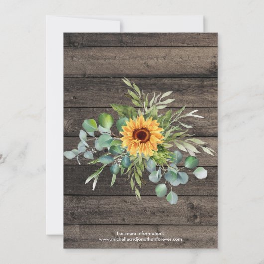Rustige zonnebloem Weddenschap Uitnodiging tot voo (Achterkant)
