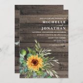 Rustige zonnebloem Weddenschap Uitnodiging tot voo (Voorkant / Achterkant)
