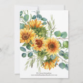 Rustige zonnebloem Weddenschap Uitnodiging tot voo (Achterkant)
