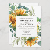 Rustige zonnebloem Weddenschap Uitnodiging tot voo (Voorkant / Achterkant)