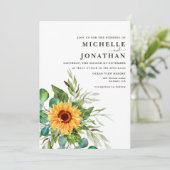 Rustige zonnebloem Weddenschap Uitnodiging tot voo (Staand voorkant)