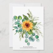 Rustige zonnebloem Weddenschap Uitnodiging tot voo (Achterkant)