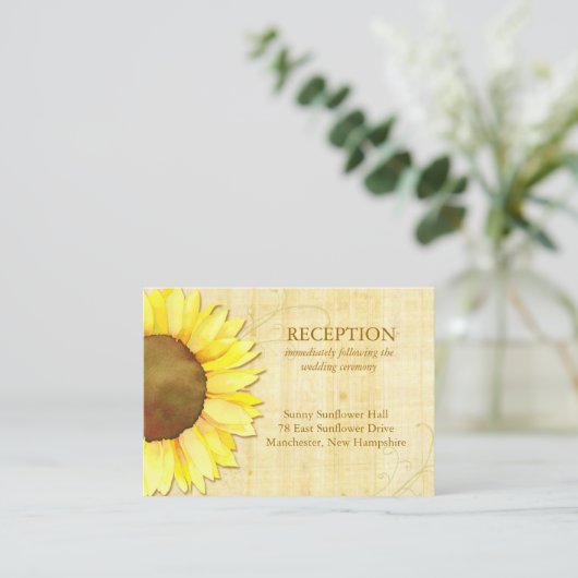 Rustige zonnebloem-weddenschappen informatiekaartje (Staand voorkant)
