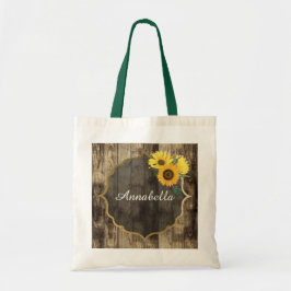 Rustige zonnebloem Wedding toevoegen naam Tote Bag