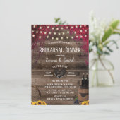 Rustige zonnebloem Wijn Barrel Rehearsal Dinner Kaart (Staand voorkant)