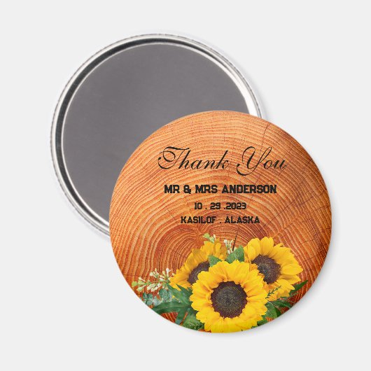 Rustige zonnebloem Wooden Wedding Favor Gift Magneet (Voorkant / Achterkant)
