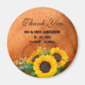 Rustige zonnebloem Wooden Wedding Favor Gift Magneet (Voorkant)