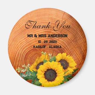 Rustige zonnebloem Wooden Wedding Favor Gift Magneet