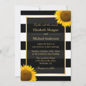 Rustige Zonnebloem Zwart en Witte gestreept huweli Kaart (Voorkant)