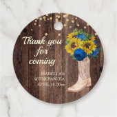 Rustige zonnebloemblauwe Rozen Boots Bedankt Bedankjes Labels (Achterkant)