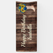Rustige Zonnebloemblauwe Rozen Boots Happy Birthda Spandoek (Verticaal)