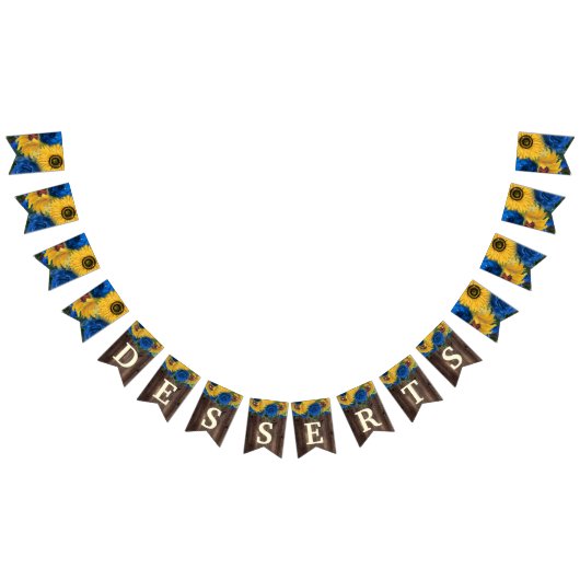 Rustige zonnebloemblauwe Rozen Dessert Table Vlaggetjes (Alle)