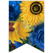 Rustige zonnebloemblauwe Rozen Dessert Table Vlaggetjes (Eerste vlag)