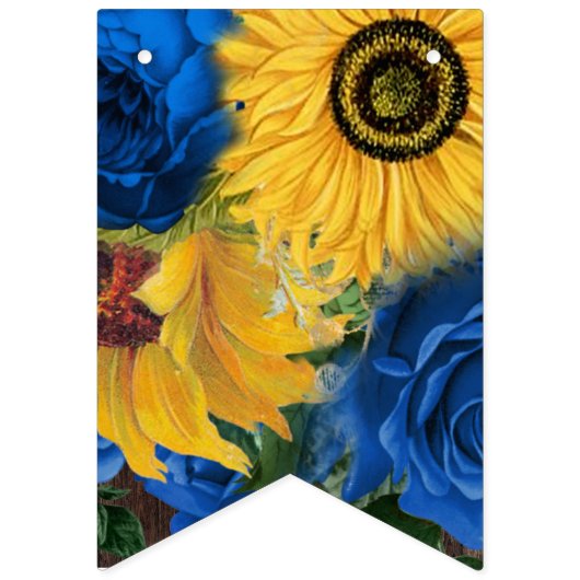 Rustige zonnebloemblauwe Rozen Dessert Table Vlaggetjes (Eerste vlag)