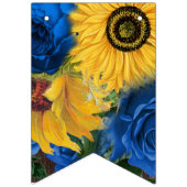 Rustige zonnebloemblauwe Rozen Dessert Table Vlaggetjes (Derde vlag)