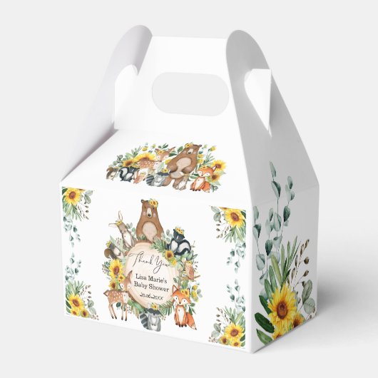 Rustige Zonnebloembossen Baby Birthday Bedankdoosjes (Achterkant)