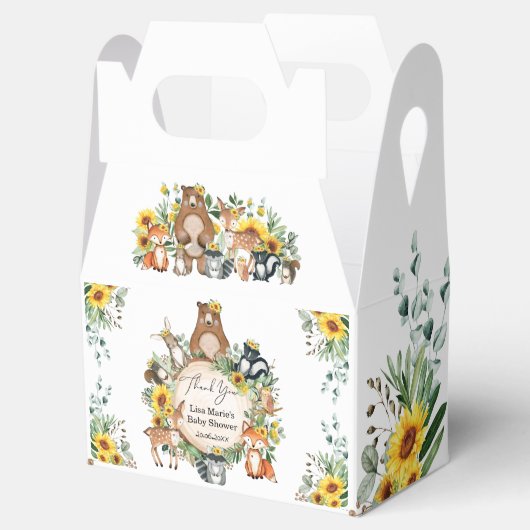 Rustige Zonnebloembossen Baby Birthday Bedankdoosjes (Geopend)