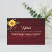 Rustige zonnebloembruiloft — Gegevens Informatiekaartje (Staand voorkant)