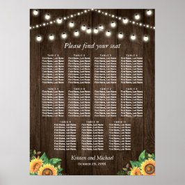 Rustige zonnebloemen 11 Tables Wedding Seating Cha Poster