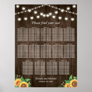 Rustige zonnebloemen 14 Tables Wedding Seating Cha Poster
