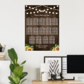 Rustige zonnebloemen 14 Tables Wedding Seating Cha Poster (Thuiskantoor)