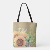 Rustige zonnebloemen | Aangepaste naam bruiloft Fa Tote Bag (Achterkant)