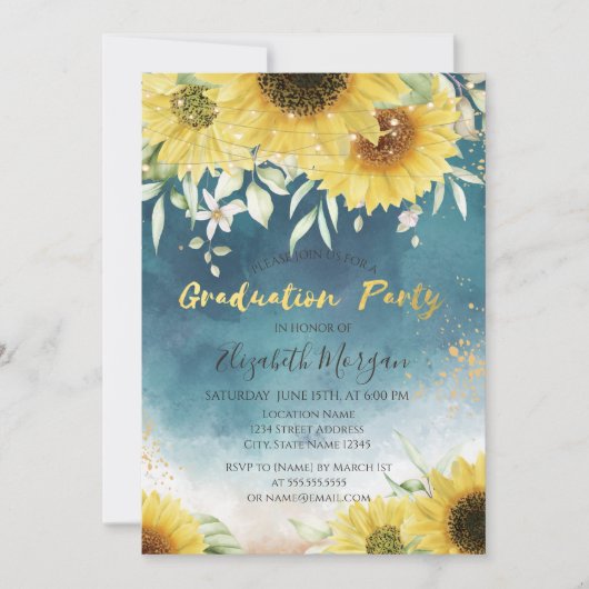 Rustige zonnebloemen, Afstuderen met bladverlichti Kaart (Voorkant)