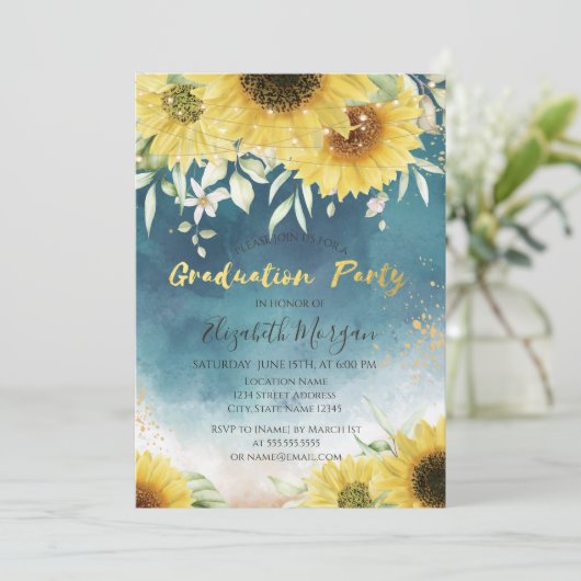 Rustige zonnebloemen, Afstuderen met bladverlichti Kaart (Staand voorkant)