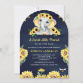 Rustige zonnebloemen Baby shower blauw olifant Kaart (Voorkant)