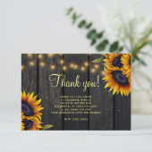 Rustige zonnebloemen, baby shower van bonthout bedankkaart (Staand voorkant)