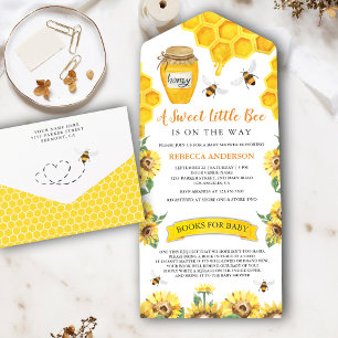Rustige zonnebloemen Baby shower van zoete honingb All In One Uitnodiging