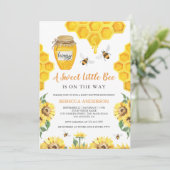 Rustige zonnebloemen Baby shower van zoete honingb Kaart (Staand voorkant)