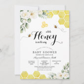 Rustige zonnebloemen Baby shower van zoete honingb Kaart (Voorkant)