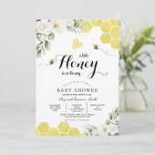 Rustige zonnebloemen Baby shower van zoete honingb Kaart (Staand voorkant)